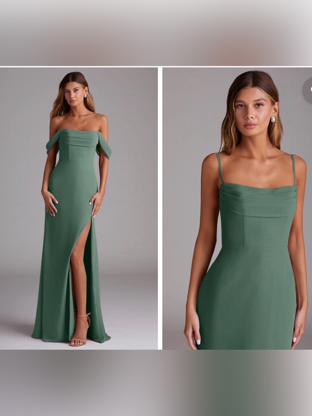 Elegant Off-Shoulder Green Evening Gown